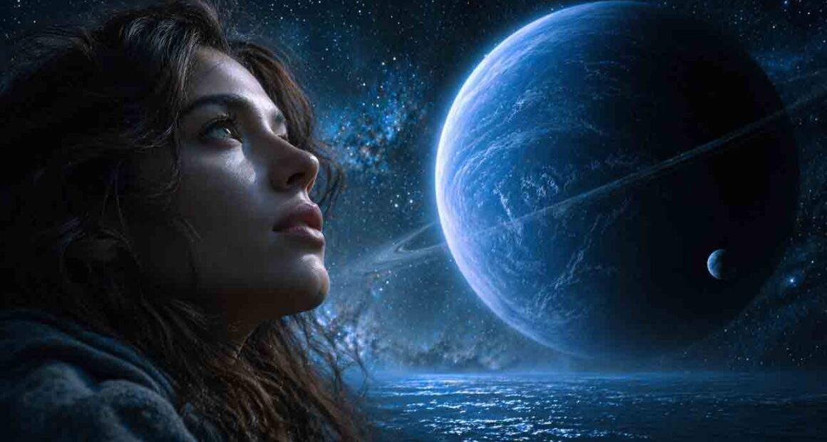 The influence of Neptune on people: intuition, sensitivity, and illusion. Ilustration: Condutta