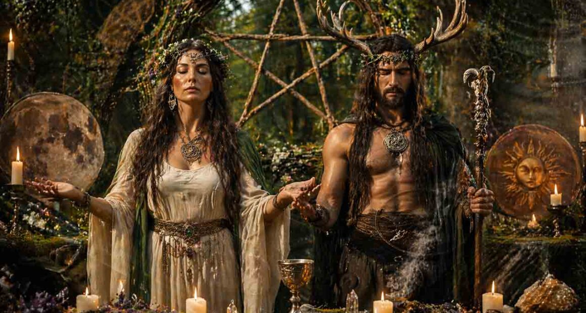 The symbols and gods of Wicca. Ilustration: Condutta