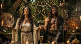 The symbols and gods of Wicca. Ilustration: Condutta