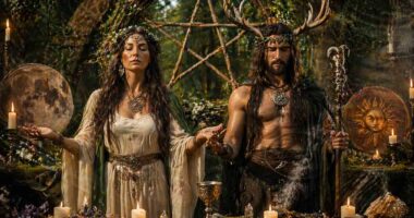 The symbols and gods of Wicca. Ilustration: Condutta