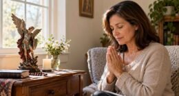 A moment of prayer and personal reflection. Illustrative image generated with AI.